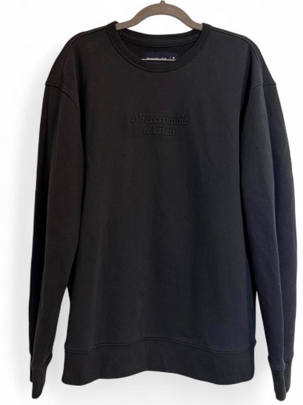 Abercrombie & Fitch Black Crewneck Sweatshirt with Embossed Logo